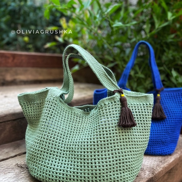 @oliviagrushka Handbags - Crochet Beach Bag (GREEN)